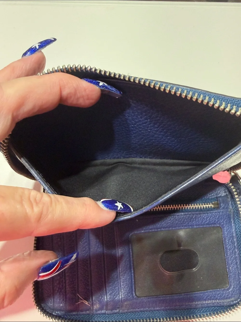 Marc by Marc Jacobs Navy Pebbled Leather Wrist Wallet with Silver Plate